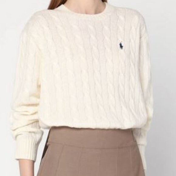 *NEW Ralph Lauren Cream Cable-Knit Sweater Wool & Cashmere Size Medium - Picture 1 of 9